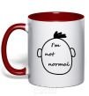 Mug with a colored handle I AM NOT NORMAL red фото
