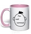 Mug with a colored handle I AM NOT NORMAL light-pink фото