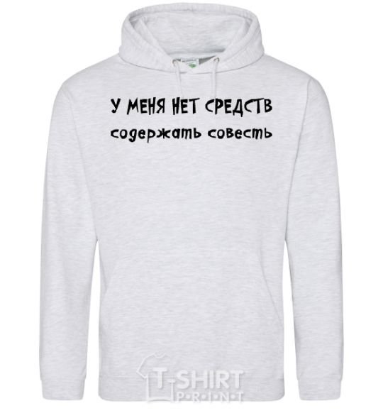 Men`s hoodie I DON'T HAVE THE MEANS TO MAINTAIN A CONSCIENCE sport-grey фото