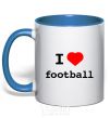 Чашка с цветной ручкой I LOVE FOOTBALL V.1 Ярко-синий фото