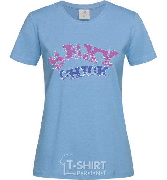 Women's T-shirt SEXY CHICK sky-blue фото