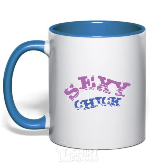 Mug with a colored handle SEXY CHICK royal-blue фото