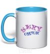 Mug with a colored handle SEXY CHICK sky-blue фото