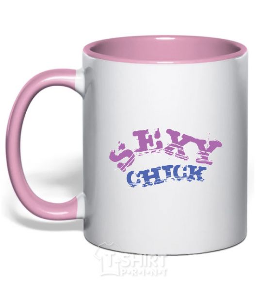 Mug with a colored handle SEXY CHICK light-pink фото