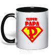 Mug with a colored handle SUPER PAPA black фото