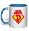 Mug with a colored handle SUPER PUPER royal-blue фото