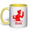 Mug with a colored handle iBOLIT yellow фото