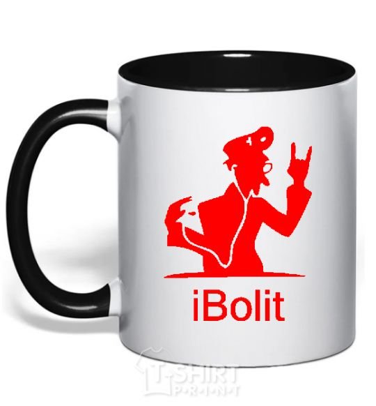 Mug with a colored handle iBOLIT black фото