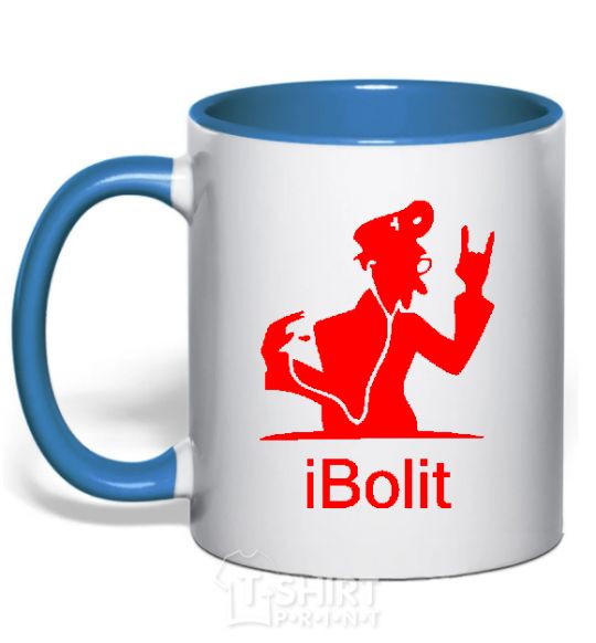 Mug with a colored handle iBOLIT royal-blue фото