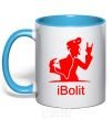 Mug with a colored handle iBOLIT sky-blue фото