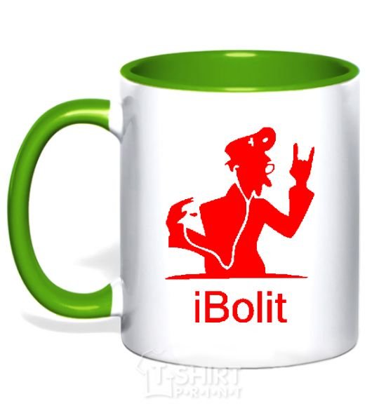 Mug with a colored handle iBOLIT kelly-green фото