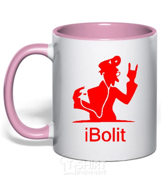 Mug with a colored handle iBOLIT light-pink фото