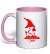 Mug with a colored handle MAGIC MUSHROOMS light-pink фото