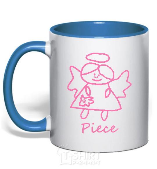 Mug with a colored handle PIECE Angel royal-blue фото