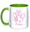 Mug with a colored handle PIECE Angel kelly-green фото