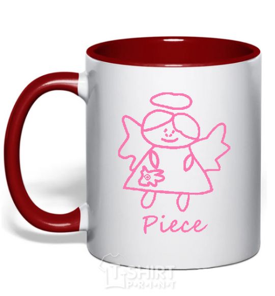 Mug with a colored handle PIECE Angel red фото