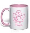 Mug with a colored handle PIECE Angel light-pink фото