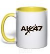 Mug with a colored handle АК 47 yellow фото