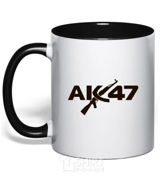 Чашка с цветной ручкой АК 47 Черный фото