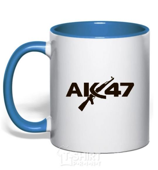 Mug with a colored handle АК 47 royal-blue фото