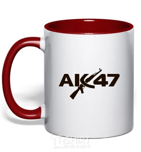 Mug with a colored handle АК 47 red фото