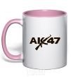 Mug with a colored handle АК 47 light-pink фото