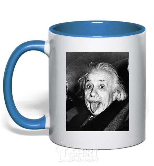 Mug with a colored handle EINSTEIN royal-blue фото