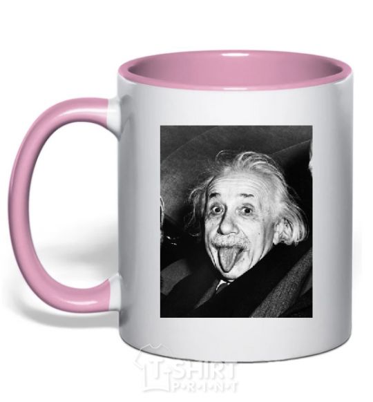 Mug with a colored handle EINSTEIN light-pink фото
