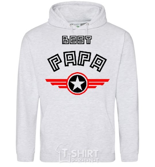 Men`s hoodie BEST PAPA sport-grey фото