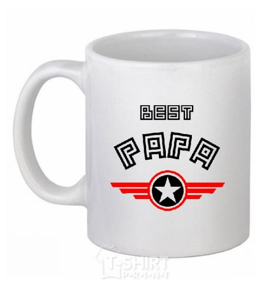 Ceramic mug BEST PAPA White фото