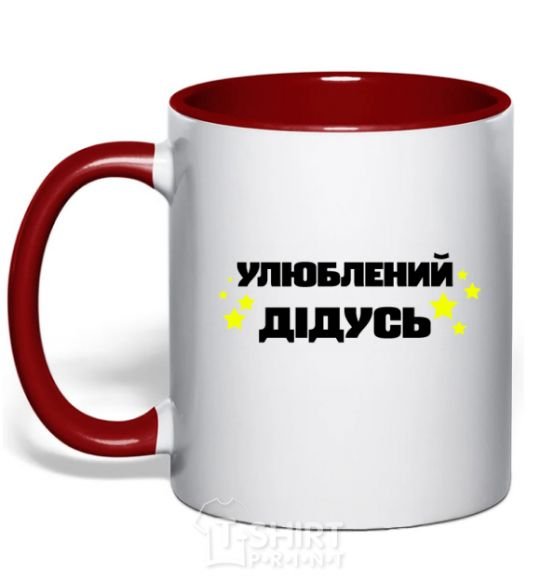 Mug with a colored handle Favorite grandfather V.1 red фото