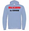 Men`s hoodie SEXISM IS GOOD sky-blue фото