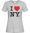 Women's T-shirt I LOVE NY grey фото