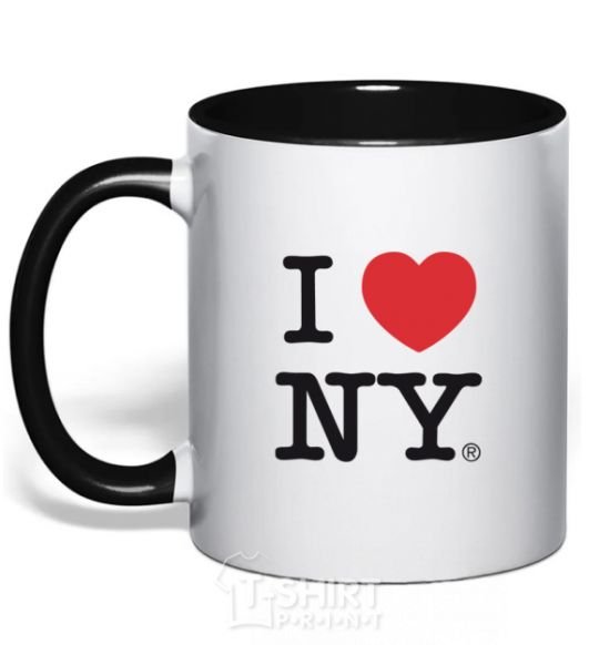 Mug with a colored handle I LOVE NY black фото