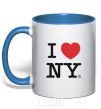 Mug with a colored handle I LOVE NY royal-blue фото