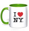 Mug with a colored handle I LOVE NY kelly-green фото
