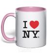 Mug with a colored handle I LOVE NY light-pink фото