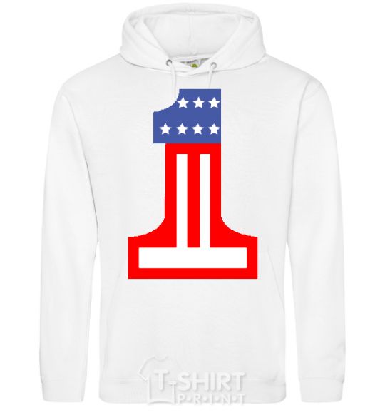 Men`s hoodie THE FIRST - USA White фото
