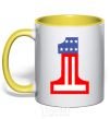 Mug with a colored handle THE FIRST - USA yellow фото