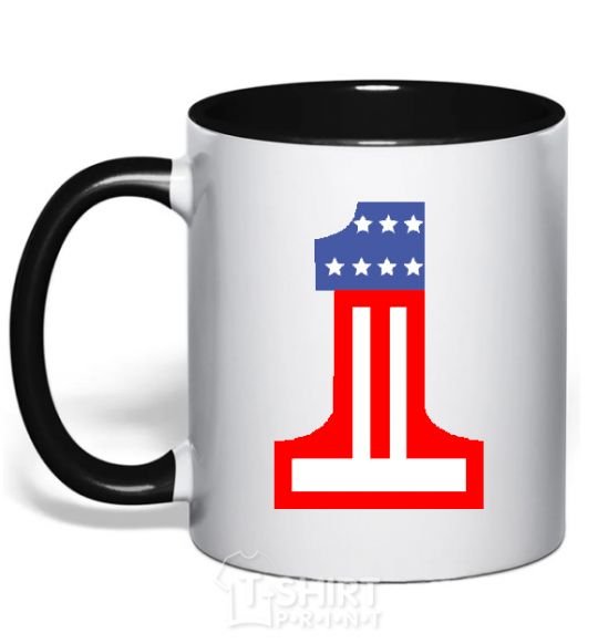 Mug with a colored handle THE FIRST - USA black фото