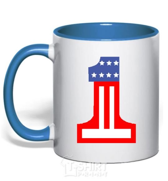 Mug with a colored handle THE FIRST - USA royal-blue фото