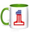 Mug with a colored handle THE FIRST - USA kelly-green фото