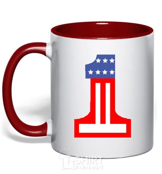 Mug with a colored handle THE FIRST - USA red фото