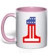 Mug with a colored handle THE FIRST - USA light-pink фото