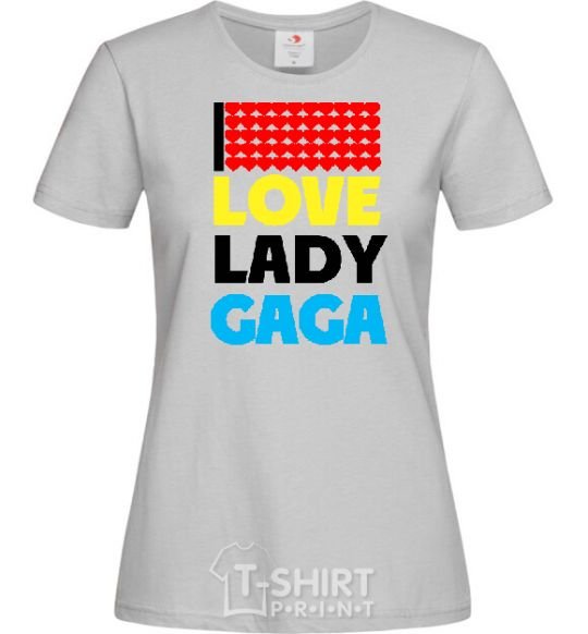 Women's T-shirt LOVE LADY GAGA grey фото