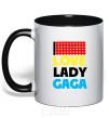 Mug with a colored handle LOVE LADY GAGA black фото