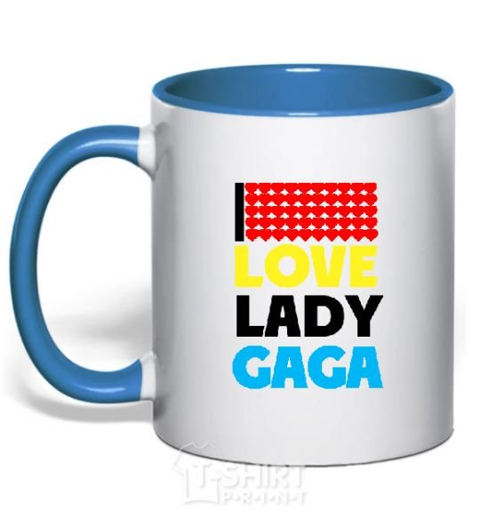 Mug with a colored handle LOVE LADY GAGA royal-blue фото