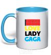 Mug with a colored handle LOVE LADY GAGA sky-blue фото