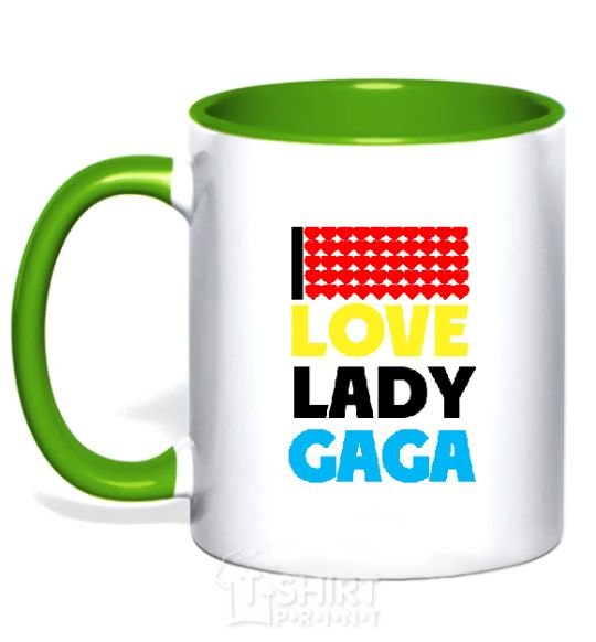 Mug with a colored handle LOVE LADY GAGA kelly-green фото