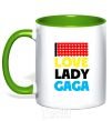 Mug with a colored handle LOVE LADY GAGA kelly-green фото